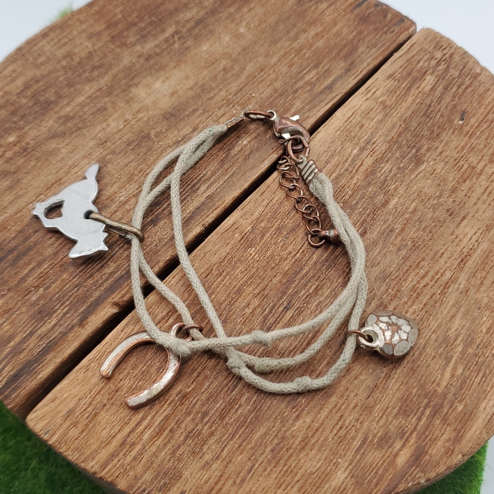 Southwestern Cowgirl Silver Covered Copper Bracelet Rustic Equestrian B3014